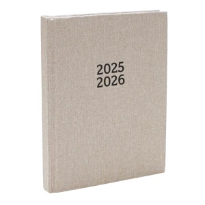 Schoolagenda A5 18mnd 2025 - 2026 Linnen Beige