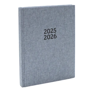 Schoolagenda A5 18mnd 2025 - 2026 Linnen Grijs
