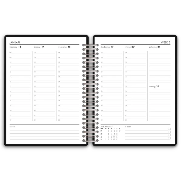 Schoolagenda A5 Planner Black Spiraal 2025 - 2026