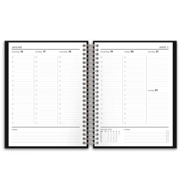 Schoolagenda A4 Planner Black Spiraal 2025 - 2026