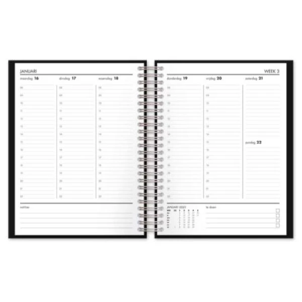 Planner spiraal Black A4 2022-2023