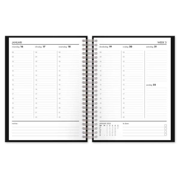 Schoolagenda A4 Planner Black Spiraal 2025 - 2026