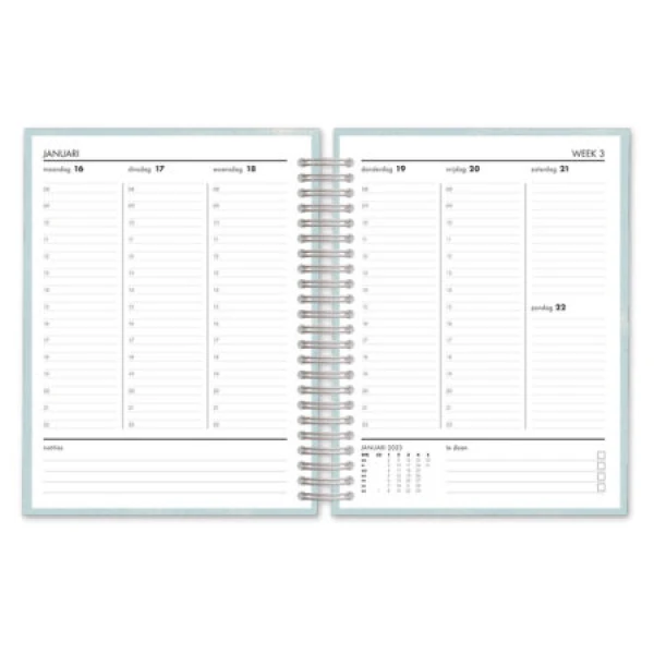 Schoolagenda A5 Planner canva taupe spiraal 2023 - 2024