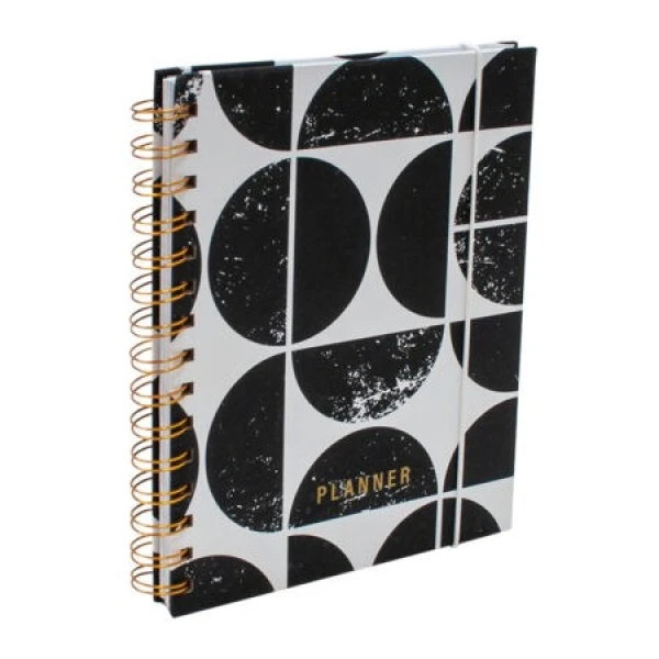 Planner undated spiraal black 20x16cm
