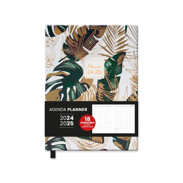 Schoolagenda Planner 22x16cm Tropic goud 2024 - 2025