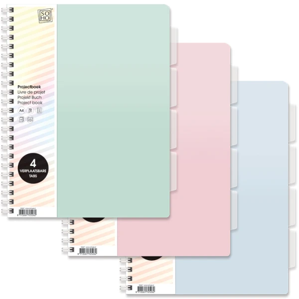 Projectboek A4 4tabs SOHO Pastel groen