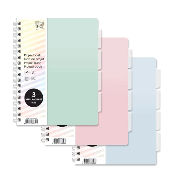 Projectboek A5 3tabs SOHO Pastel groen