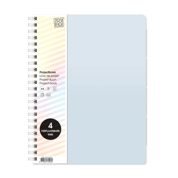 Projectboek A4 4tabs SOHO Pastel blauw