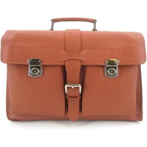 Alassio leren Schooltas - Bruin
