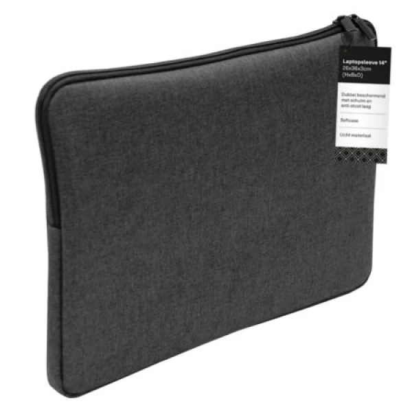 Laptopsleeve 26x36cm 14" antraciet