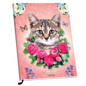 Schoolagenda A5 Cat Flowers 18 mnd 2025-2026