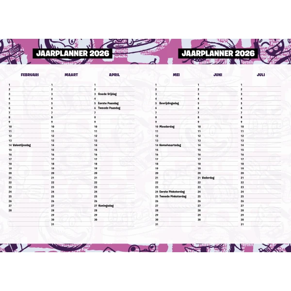 Schoolagenda Fortnite 2025 - 2026