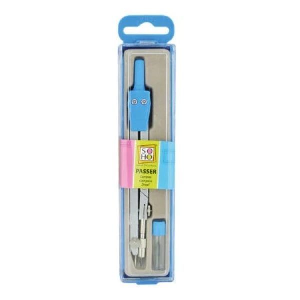 Passer in bewaardoosje blauw