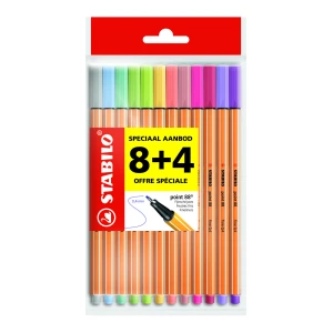 Stabilo fineliner point88 pastel kleuren etui 12 stuks