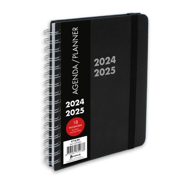 Schoolagenda A5 Planner Black Spiraal 2024 - 2025