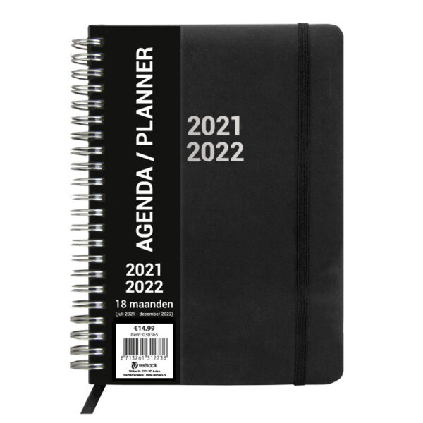 Schoolagenda A5 Planner Black Spiraal 2021 - 2022