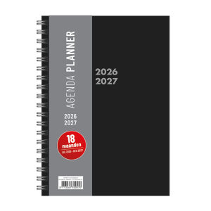 Schoolagenda A5 Planner Black Spiraal 2026 - 2027