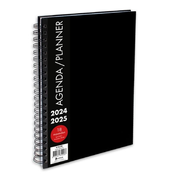 Schoolagenda A4 Planner Black Spiraal 2024 - 2025