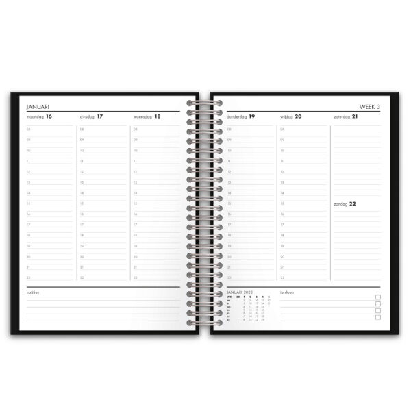 Schoolagenda A4 Planner Black Spiraal 2025 - 2026