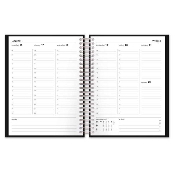 Schoolagenda A4 Planner Black Spiraal 2025 - 2026