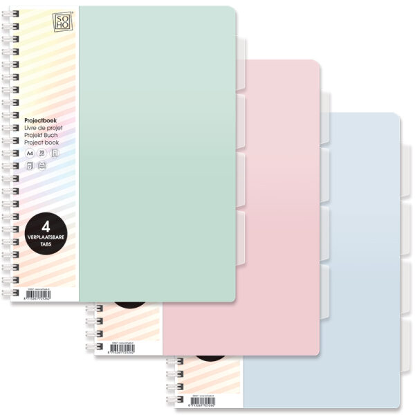 Projectboek A4 4tabs SOHO Pastel groen