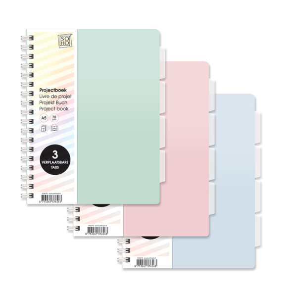 Projectboek A5 3tabs SOHO Pastel groen