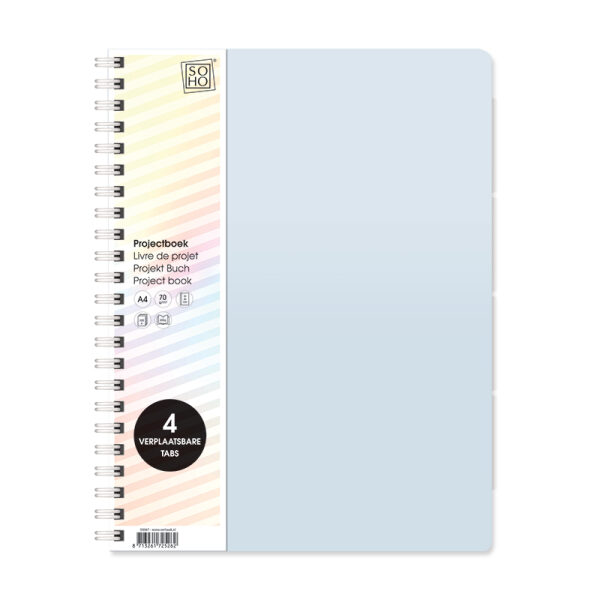 Projectboek A4 4tabs SOHO Pastel blauw