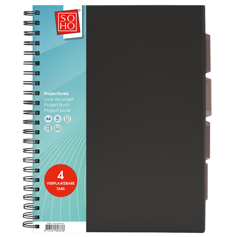 Collegeblok A4 lijn zwart