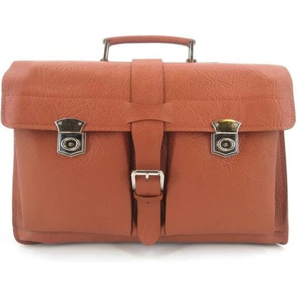 Alassio leren Schooltas - Bruin