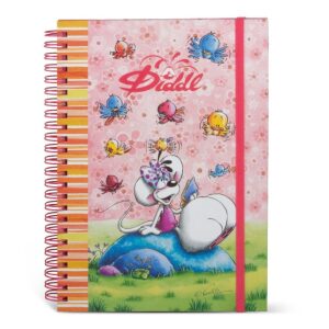 Diddl notitieboek A5 Spiraal Roze met glitter elastiekband