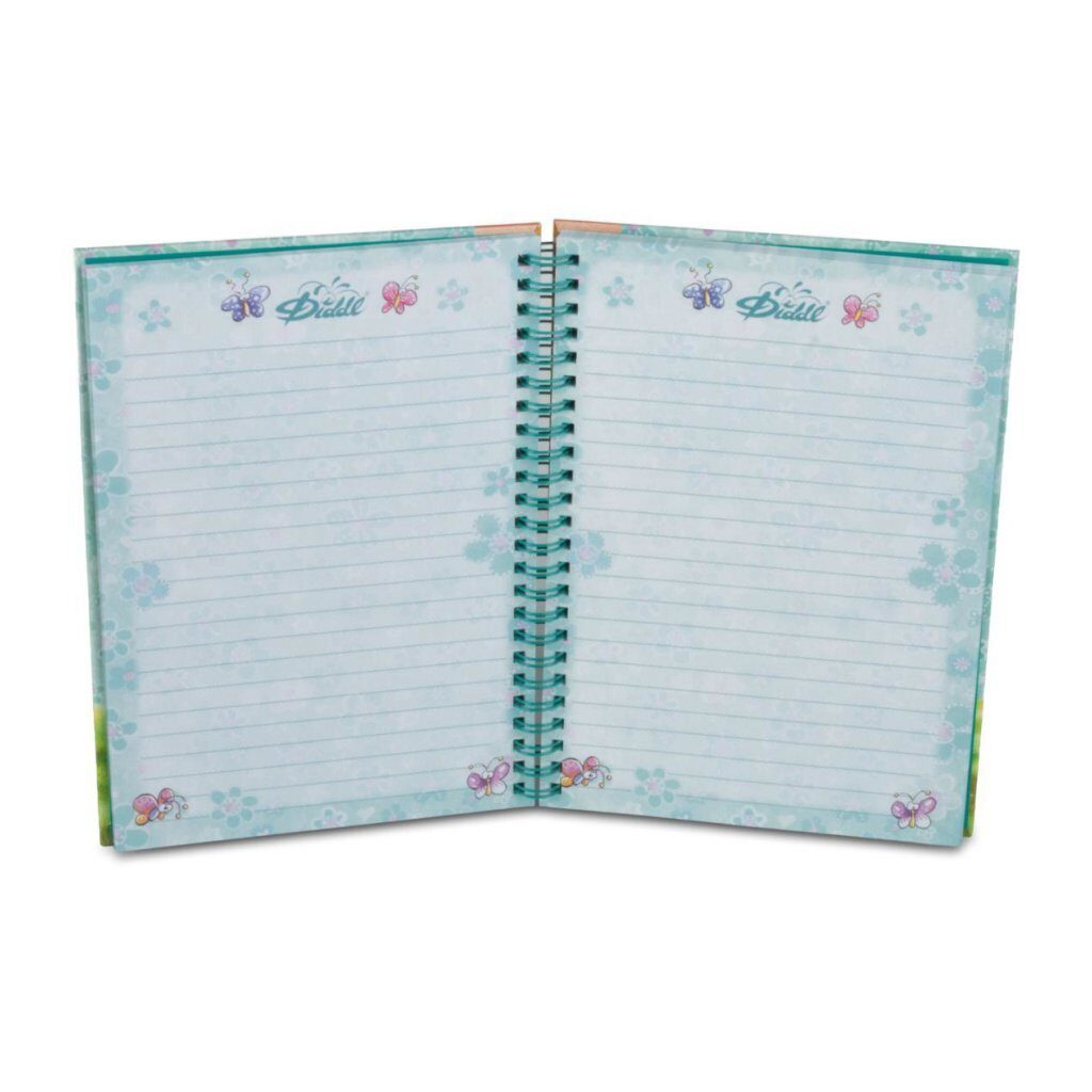 Diddl notitieboek A5 Spiraal Blauw met glitter elastiekband
