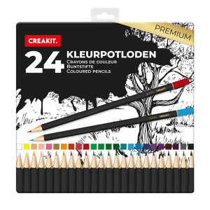 Creakit Kleurpotloden in blik 24 stuks PREMIUM