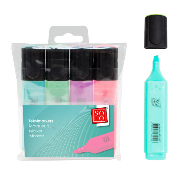 Tekstmarkers pastel 4 stuks