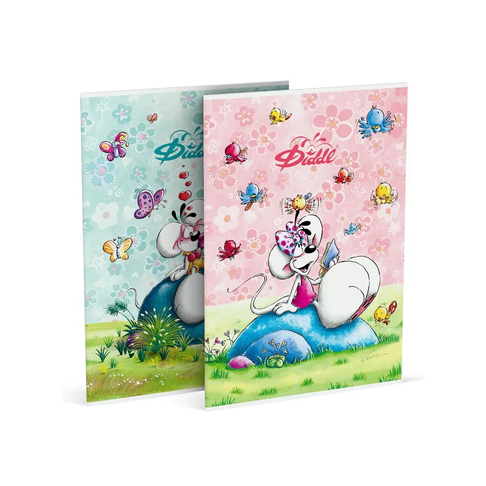 Diddl Schrift A4 geruit 5mm (roze of blauw)