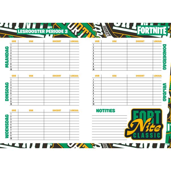 Schoolagenda Fortnite 2025 - 2026