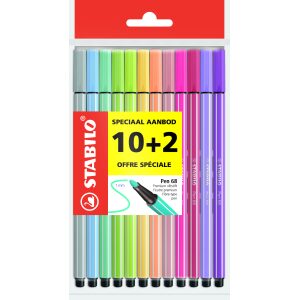 Stabilo fineliner point68 pastel kleuren etui 12 stuks